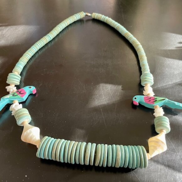 Vintage Parrot & Shell Necklace1980s - Picture 2 of 7
